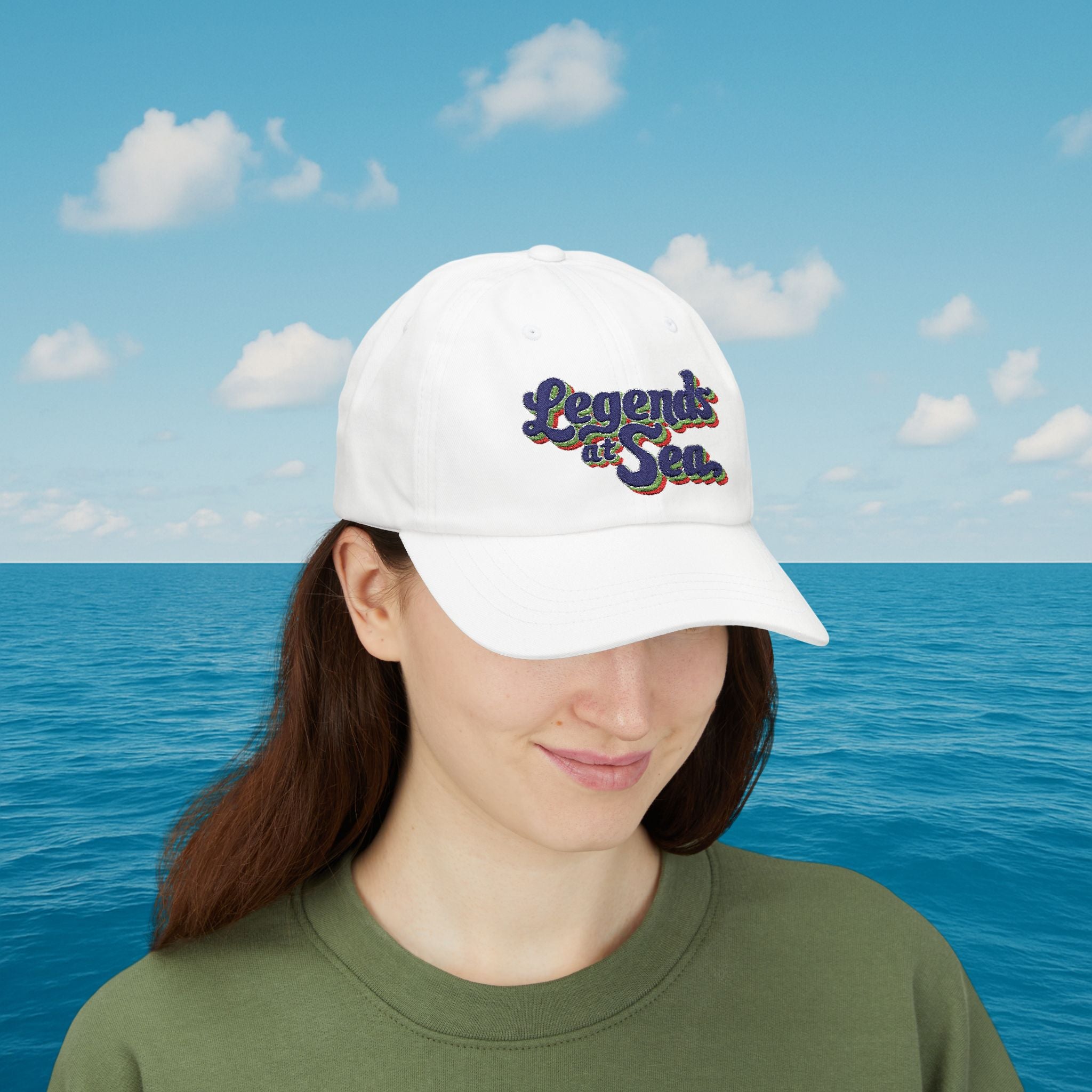 Legends at Sea Retro Script Embroidered Cotton Cap