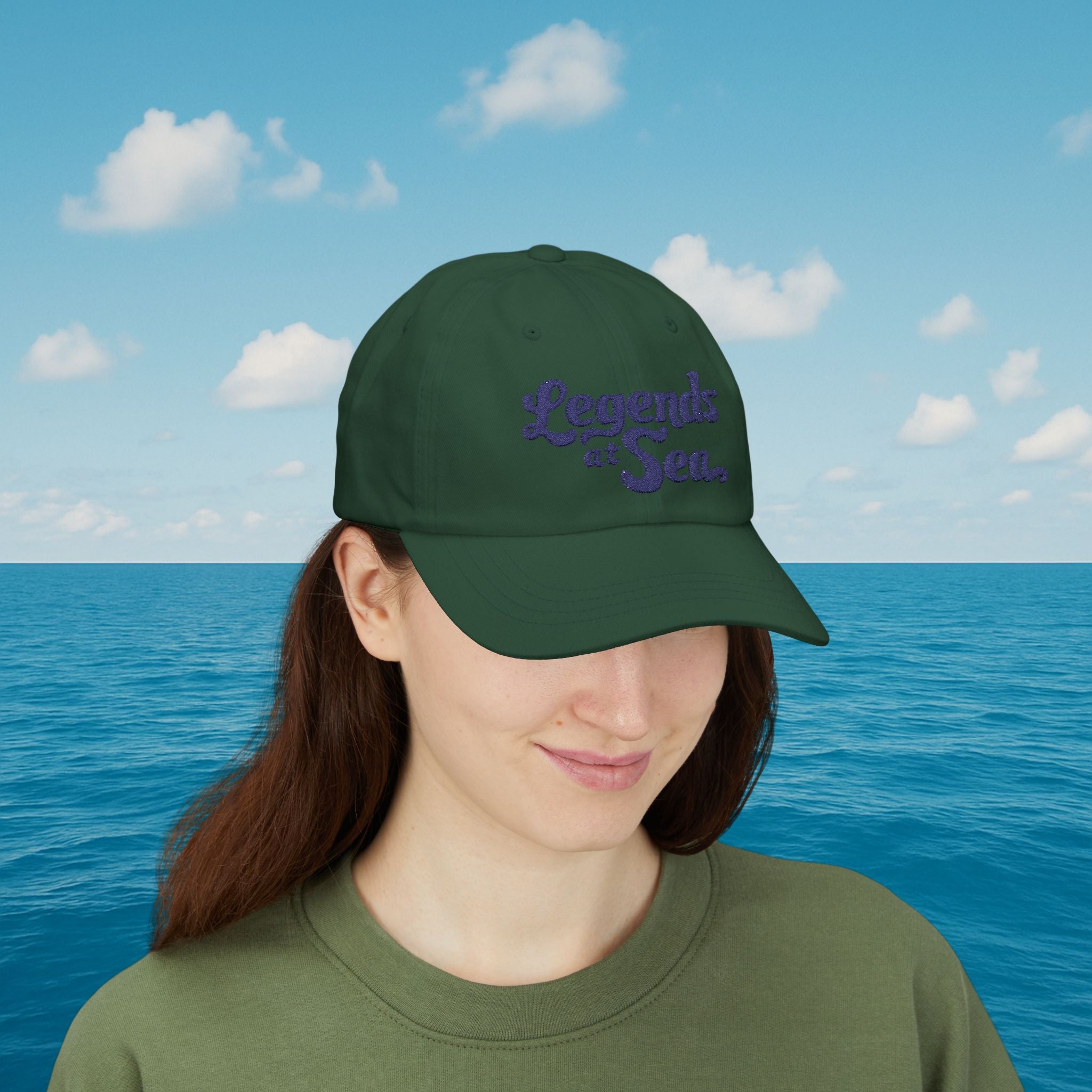 Legends at Sea Retro Script Embroidered Cotton Cap