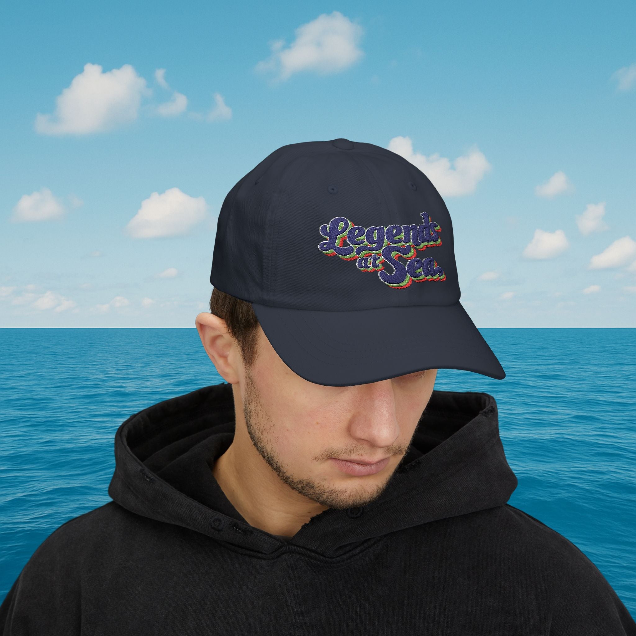 Legends at Sea Retro Script Embroidered Cotton Cap