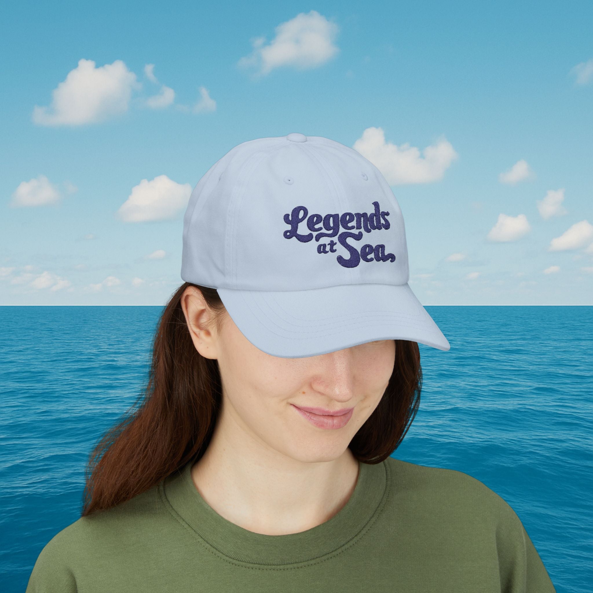 Legends at Sea Retro Script Embroidered Cotton Cap