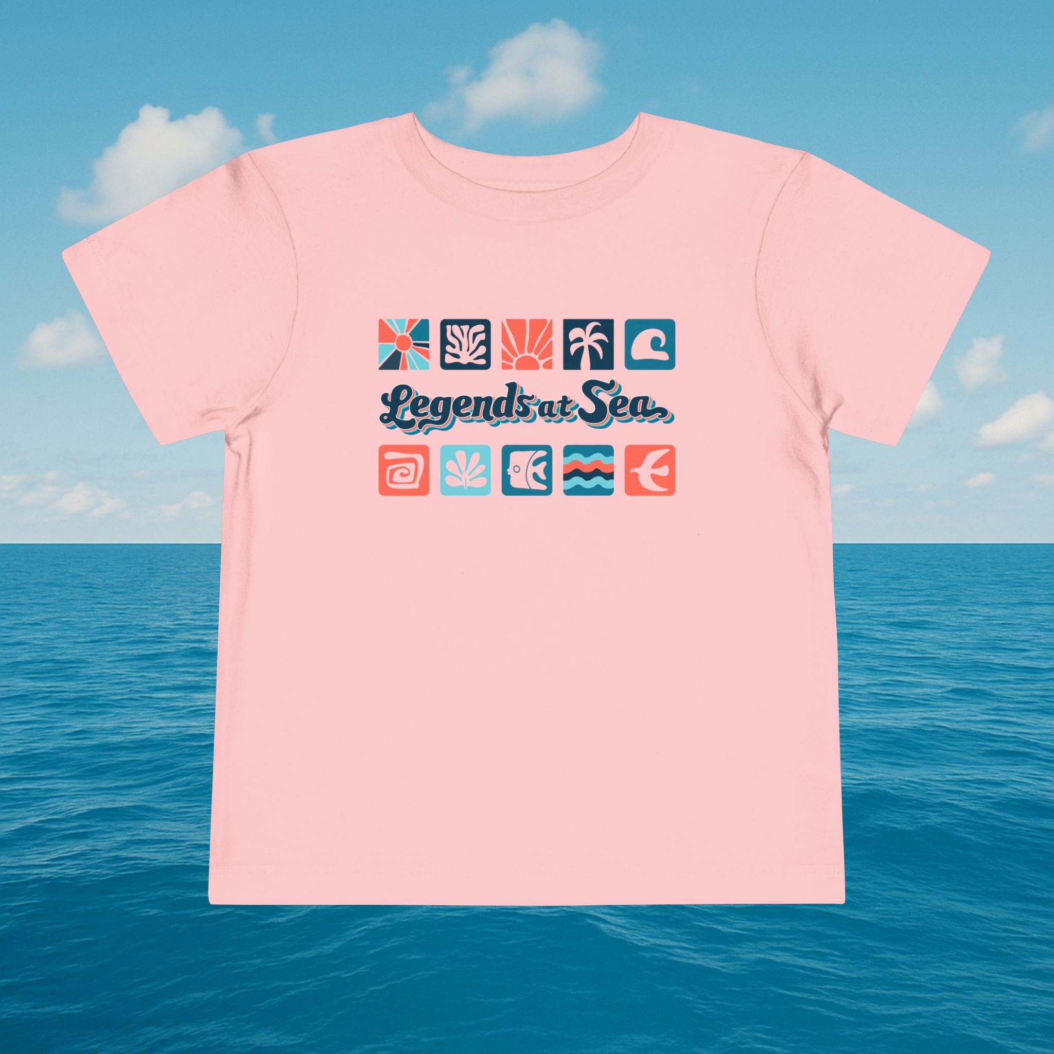 Legends at Sea Retro Tropical Tiles Toddler T-Shirt