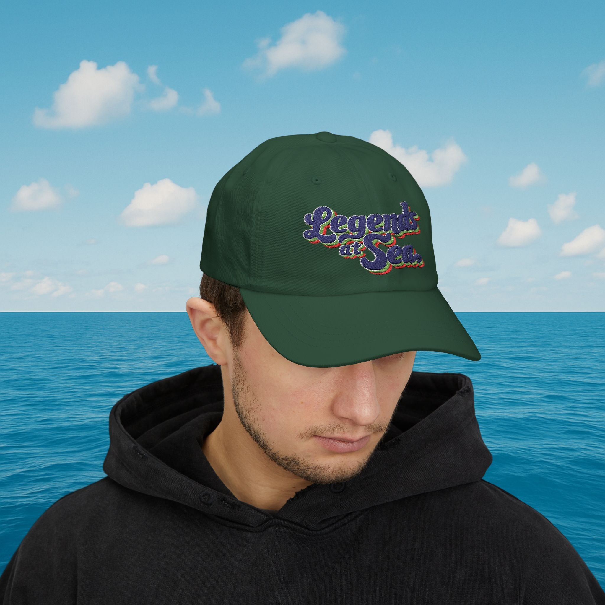 Legends at Sea Retro Script Embroidered Cotton Cap
