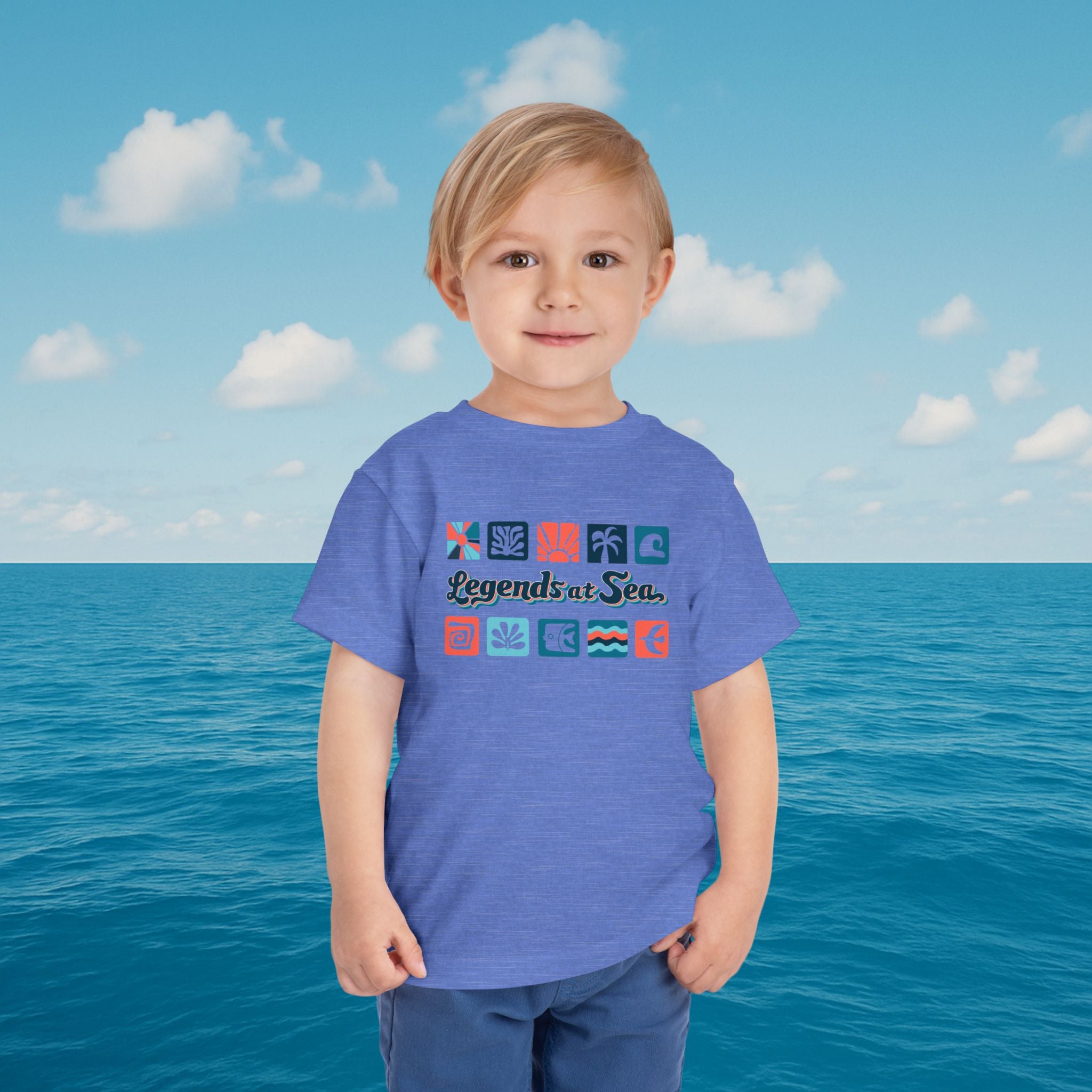 Legends at Sea Retro Tropical Tiles Toddler T-Shirt