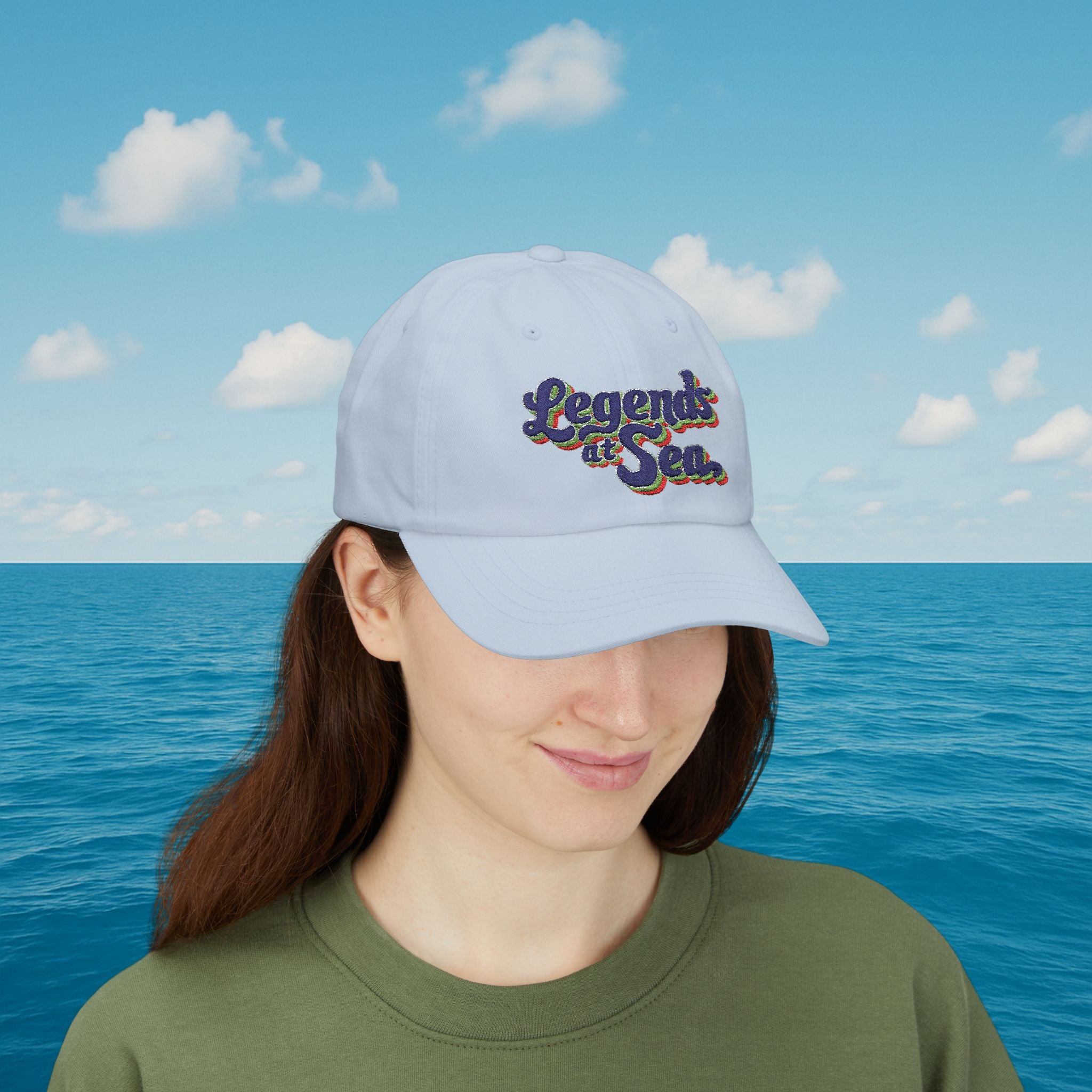 Legends at Sea Retro Script Embroidered Cotton Cap