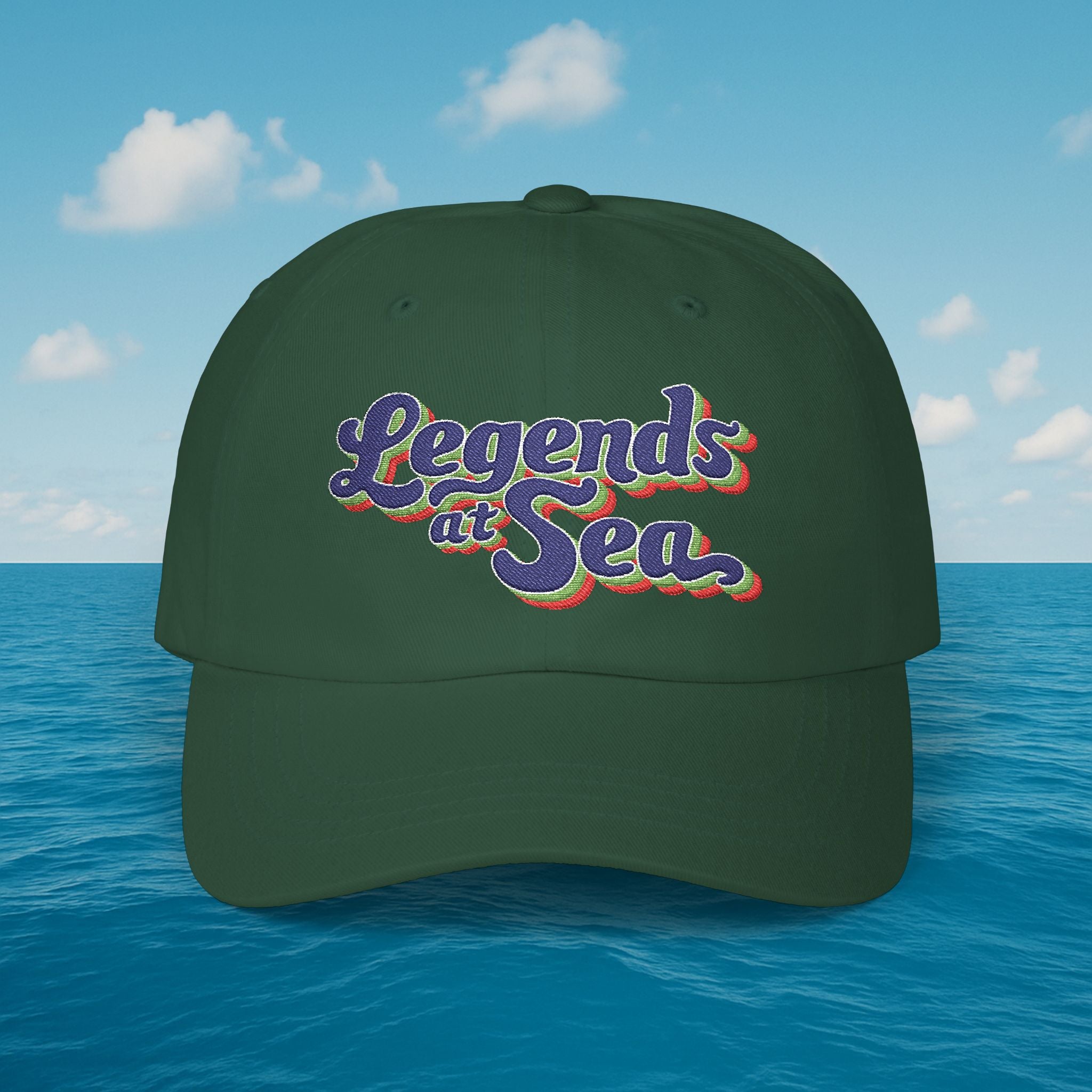 Legends at Sea Retro Script Embroidered Cotton Cap