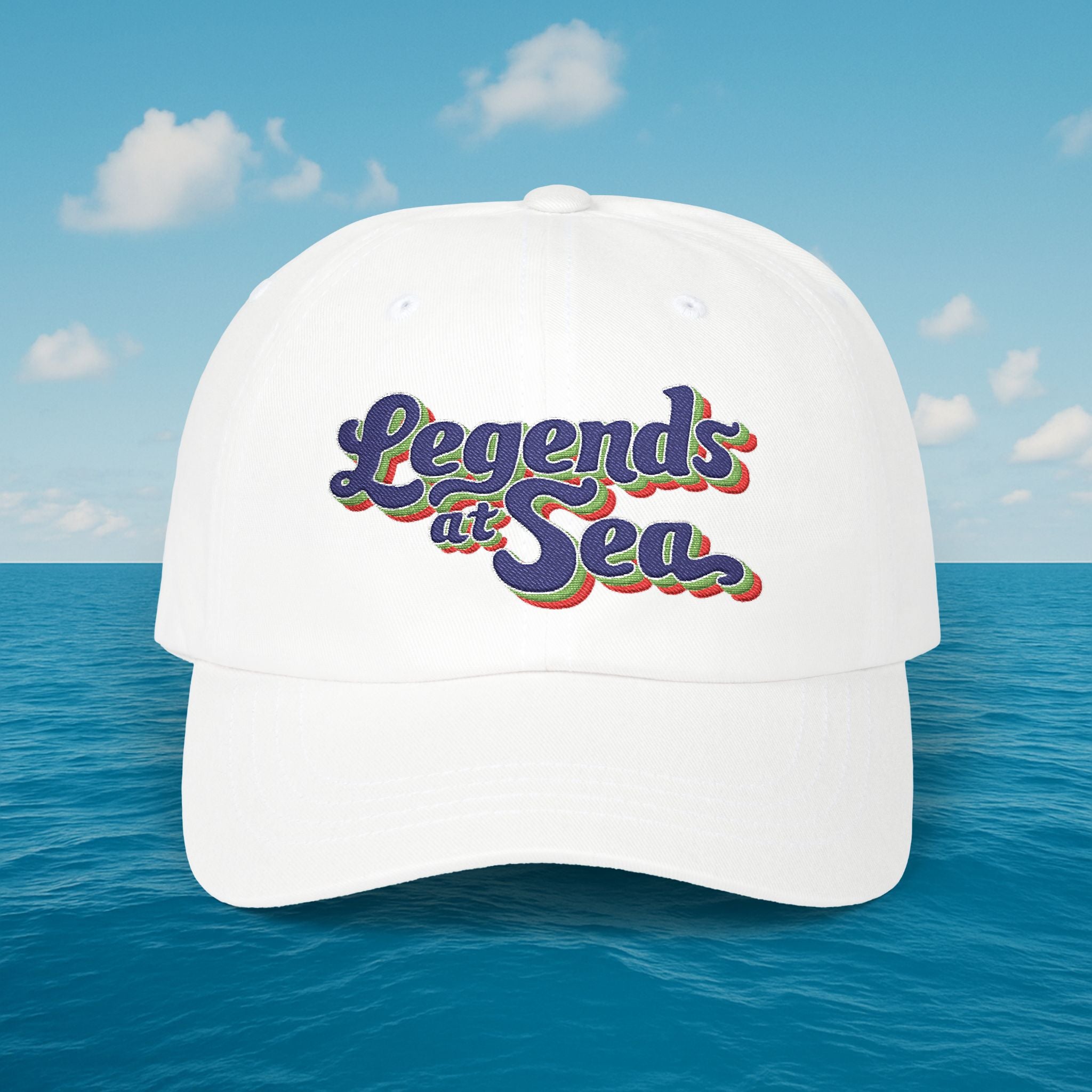 Legends at Sea Retro Script Embroidered Cotton Cap